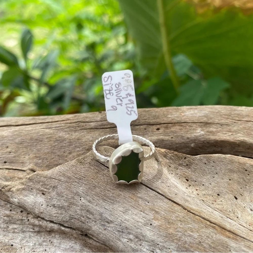 Lime green sea glass natural tumbled sea glass sterling & fine silver - Picture 2 of 3